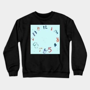 Clock with Numbers, watercolor Crewneck Sweatshirt